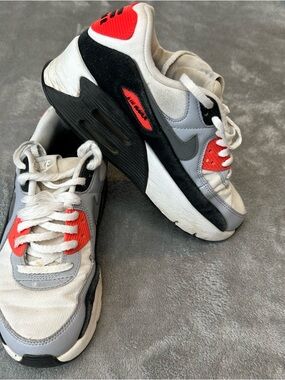 NIKE AIR MAX 90 LV8 BLACK-WHITE WMNS "DOUBLE STACKED INFRARED" SZ 7 [FD4328-101]